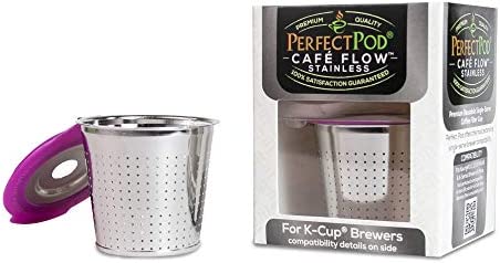 Cafe Flow Stainless Steel Reusable Metal Coffee Pod Refillable Filter Cup - Compatible with Keurig 1.0, 2.0, K-Mini, K-Duo, K-Slim & Select Single K Cup Coffee Makers (See Compatibility Chart)