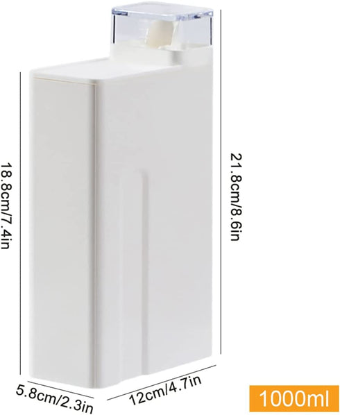 Laundry Detergent Dispenser,1000ml/34oz Laundry Soap Container for Liquid Detergent and Fabric Softener-ABS Plastic Farmhouse Jar w/Waterproof Labels for Laundry Room Organizer with Measuring Lid