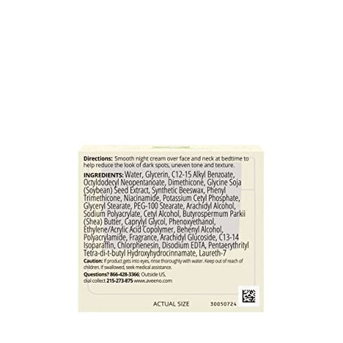 Aveeno Positively Radiant Intensive Moisturizing Night Cream with Total Soy Complex & Vitamin B3, Oil-Free, Non-Greasy, Hypoallergenic & Non-Comedogenic, 1.7 oz
