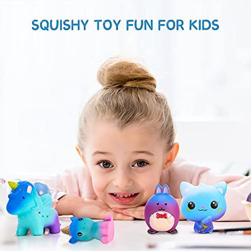 Jumbo Squishy Toys for Kids 5 Pack - Squishes Slow Rising Animal Gift Set Include Cat, Unicorn, Dinosaur, Rabbit & Elf, Creamy Scented Kawaii Soft Rebound Stress Reliever Sensory Toys Gift for Kids