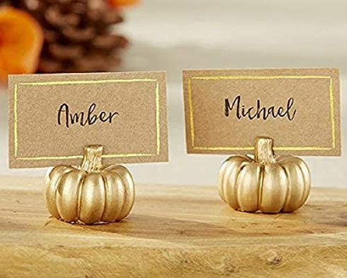 Kate Aspen Fall Decor Mini Gold Pumpkin Place Card Holder (Set of 6), Perfect for Thanksgiving Table Decor, Fall Themed Weddings, Bridal Brunches
