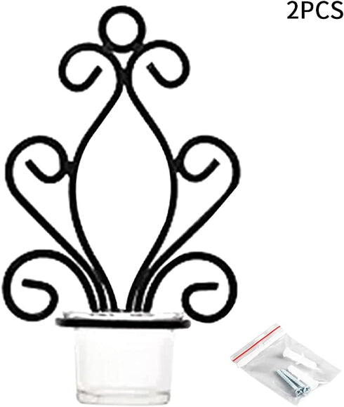 GEZICHTA Wall Candle Sconces, 2pcs 5.58.9inch Candle Sconces Holders with Glass, Tea Light Candle Sconces for Bedroom, Dining, Room, Weddings(Black) free size