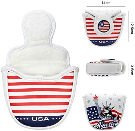 Golf Mallet Putter Head Cover Magnetic Headcover Head Covers Golf Club Accessory USA Statue of Liberty Thick Synthetic Leather for Odyssey 2ball 2 Ball Taylormade Scotty Cameron