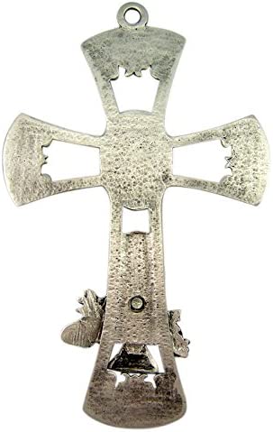 First Holy Communion Pewter Communion Blessings Wall Cross with Chalice Emblem, 5 1/2 Inch