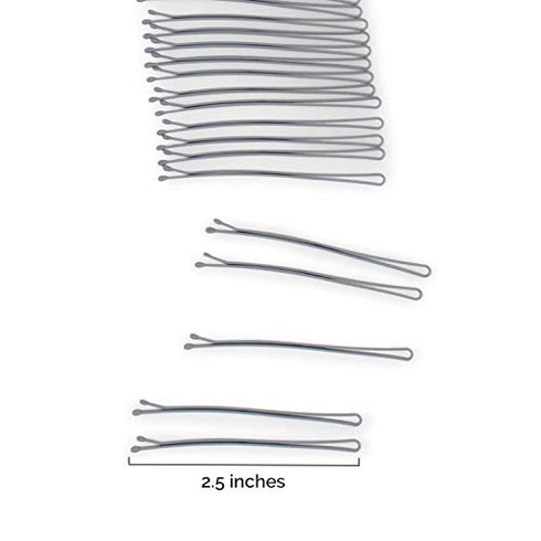 Heliums Gray Extra Long Bobby Pins, 2.5 Inch Straight, Easier Open, Gentle to Medium Hold - 24 Count