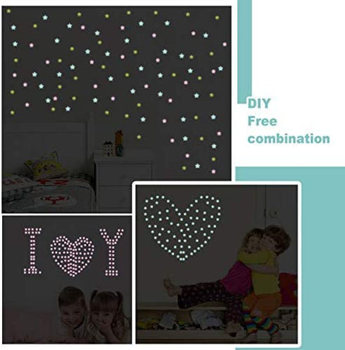 HO BEAR Starry Sky Galaxy Wolf Room Decor Wall Decal and Glow Moon Star Stickers Teen Bedroom Wall Decor Murals