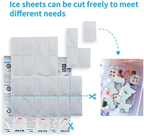 Shipping Cold Packs Dry Ice for Shipping Frozen Food, Freezer Ice Pack Sheets for Coolers 14'' X 13'', Flexible Ice Blanket Keep Food Fresh Beverage Cold, 42 OZ/Sheet After Absorb Water, 4 x 6 Cells
