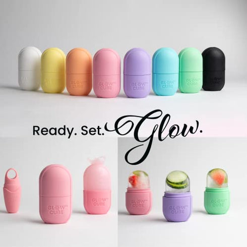 Glow Cube Ice Roller For Face Eyes and Neck To Brighten Skin & Enhance Your Natural Glow/Reusable Facial Treatment to Tighten & Tone Skin & De-Puff The Eye Area (Black)