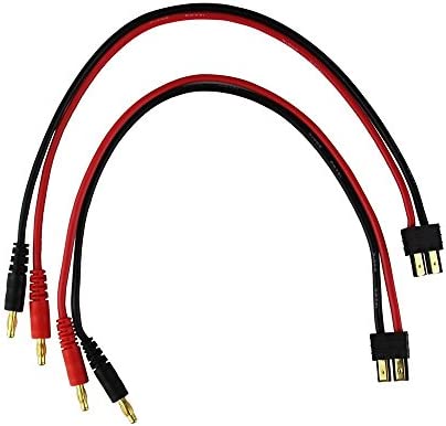 FLY RC 2pcs RC Lipo Battery Charge Cable with 4.0mm Gold Plated Banana Plug 14AWG Silicone Wire for Traxxas Charger Lead Lipo Battery