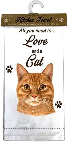 E&S Pets Tabby, orange cat Kitchen Towels, Off-white