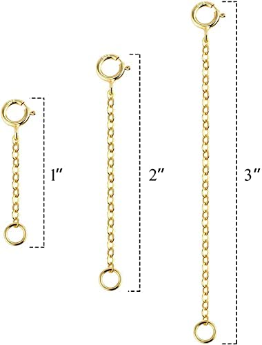 14K Gold Necklace Extender 925 Sterling Silver Chain Extension Necklace Bracelet Anklet Extender for Jewelry Making?1 2 3 inch?