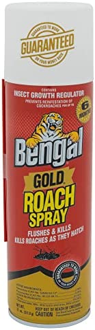 Bengal Gold Roach Spray, Odorless Stain-Free Dry Aerosol Killer Spray with Insect Growth Regulator, 11 Oz. Aerosol Can