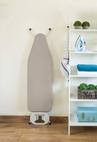 Encasa Homes Replacement Ironing Board Cover with Extra Thick Pad, Plain Colors, Elasticated, (Fits Standard Wide Boards of 18 x 49 inch) Heat Reflective, Scorch Resistant, Heavy Duty - Beige
