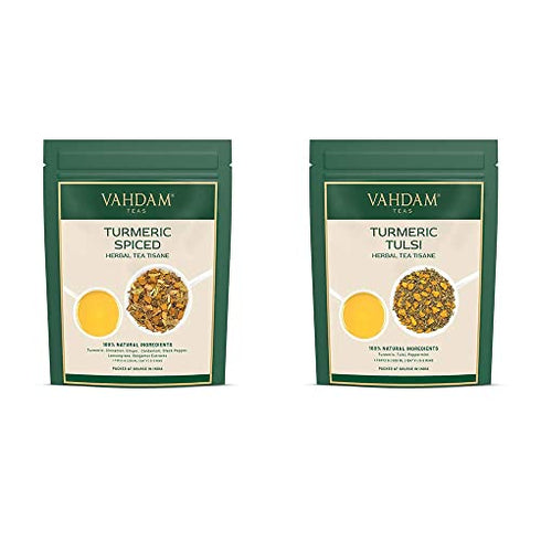 VAHDAM, Herbal Tea Sampler -10 TEAS, WONDER SPICE -Turmeric Spiced, Tulsi Tea, Fennel Tea, Citrus Ginger Tea, Saffron Tea, Turmeric Ginger Tea, Turmeric Pepper | Herbal Tea Variety Pack -Tea Gift