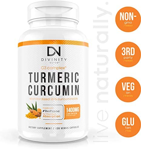 Turmeric Curcumin Supplement with BioPerine (Black Pepper Extract) and C3 Complex - Anti-Inflammatory & Joint Support - Max Strength 95% Curcuminoids - 120 Veggie Capsules (2 Month Supply)