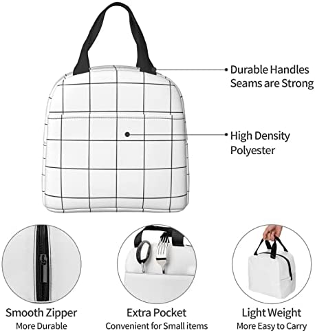 White Checkered Bags, Reusable Snack Bag Food Container For Boys Girls Men Women School Work Travel Picnic Waterproof Outdoors Game Handbags For Adults