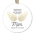 DIGIBUDDHA In Loving Memory of Mom Ornament Christmas Memorial Loss of Mother Anniversary Keepsake Family Sympathy Gifts Funeral Service Condolence Gold Angel Wings 3" Flat Circle Ceramic Decorations