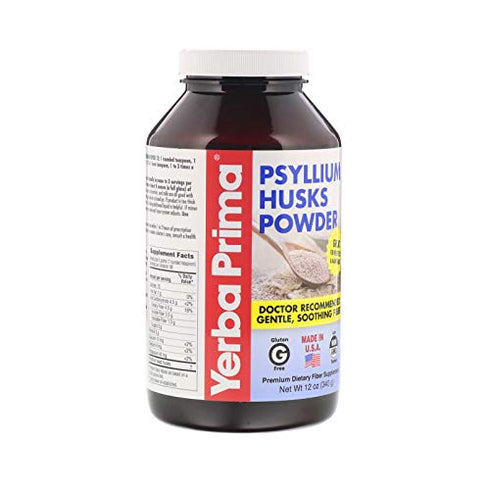 Yerba Prima Psyllium Husks Fiber Powder, 12 Ounce - Natural Fiber Supplement - Colon Cleanse - Gut Health - Vegan, Non-GMO, Gluten-Free