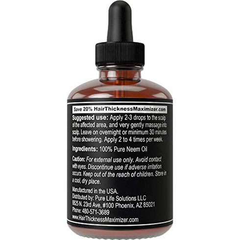 Organic Neem Oil For Hair Growth. From Pure Neem Seed of India. Stop Hair Loss Now. Best Treatment for Hair Thinning. Hair Thickening Oils Conditioner. Great For Skin, Dandruff Reduction 2oz