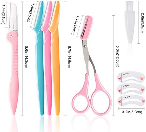 12 Pcs Eyebrow Razor, Face Razors for Women, Exfoliating Eyebrow Trimmers, Eyebrow Grooming Shaper for Women Face, Peach Fuzz, Hair Removal, Facial Razors for Women Face Dermaplane Glow Razor