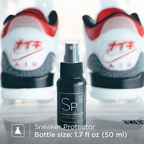 Sneaker LAB Premium Shoe Care Cleaning Kit - Cleaner + Deodorizer + Protector + Premium Brush - Perfect for Most Materials - 1.7 Fl Oz Bottles