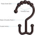 Amazer Shower Curtain Hooks Plastic Double Shower Curtain Rings for Bathroom Shower Curtain Rod - Set of 12, Brown