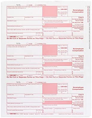 Blue Summit Supplies 1099 NEC Tax Forms 2022 with 25 Self Seal Envelopes, 25 4 Part Tax Forms Kit, Compatible with QuickBooks and Accounting Software
