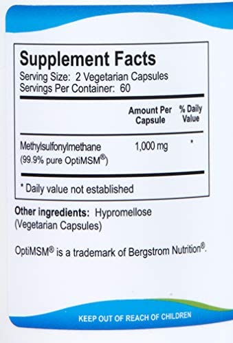 Kala Health MSMPure Vegetarian Capsules, 120 Count, Made with Organic Sulfur Crystals, 99.99% Pure Distilled MSM Supplement, 1,000 mg per Capsule, Made in USA