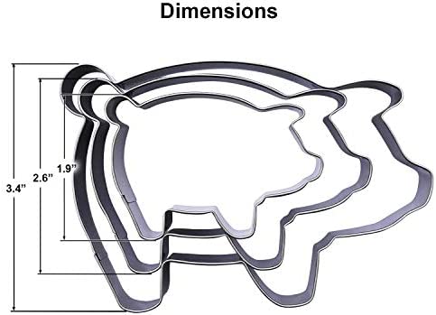 Sweet Cookie Crumbs Farm Animal Cookie Cutter, Stainless Steel (Pig 3 Pc Set)