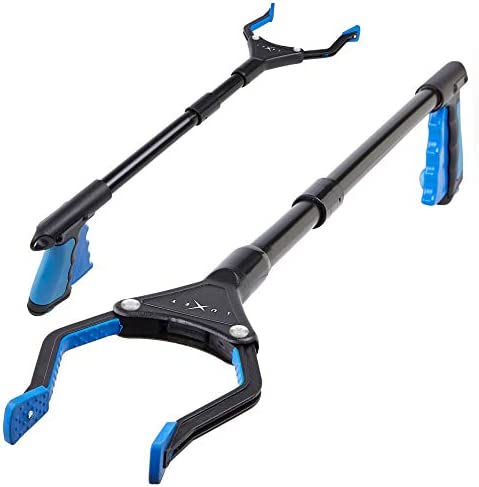 Grabber Reacher Tool - Newest Version Luxet 19 Inch Long Steel Foldable Pick Up Stick - Strong Grip Magnetic Tip - Heavy Duty Trash Picker Claw Reacher Grabber Tool for Elderly Wheelchair Mobility Aid