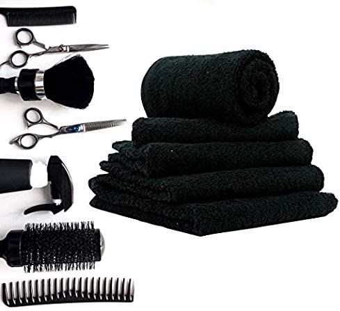 Simpli-Magic 79178 Cotton Hand Towels, 16"x27", 12 Pack, Black, Not Bleach Proof 12 Count