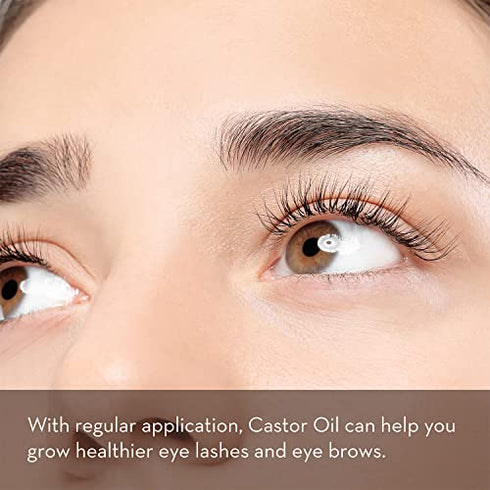 Organic Castor Oil for Eyelashes and Eyebrows with Applicator Kit, Brow and Eyelash Growth Serum by Pure Body Naturals, 1 fl oz