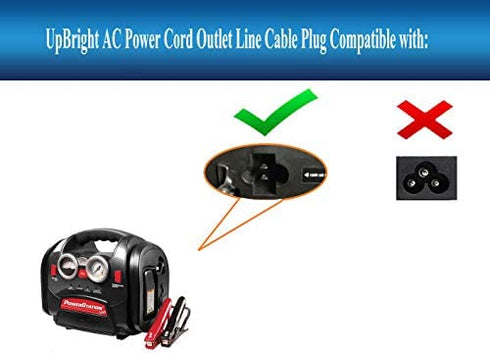 UpBright AC IN Power Extension Cord Charging Cable Compatible with Stanley FatMax JumpiT PoweriT PP1DCS AiriT PPRH5KL PPRH7DS PPRH5DS PPRH5 DS SEL 12V 500A 500 300 Amp Jump Starter Station Jump Air it