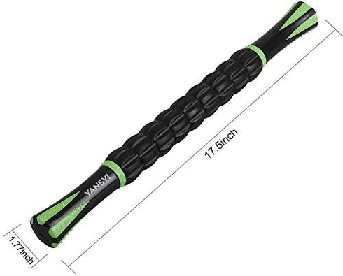 Yansyi Muscle Roller Stick for Athletes - Body Massage Roller Stick - Release Myofascial Trigger Points Reduce Muscle Soreness Tightness Leg Cramps & Back Pain for Physical Therapy & Recovery (Black)