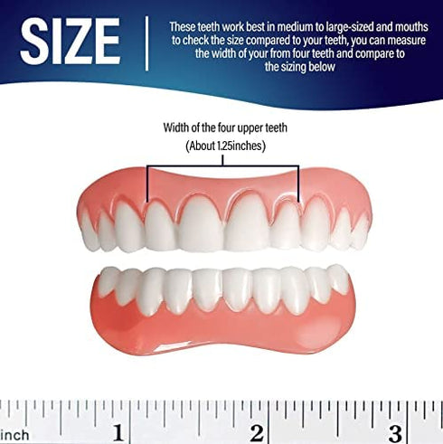 FCcassiel Fake Teeth, Cosmetic Teeth, Comfort Upper and Lower jaw Denture, Protect Your Teeth, Regain Confident Smile, Veneer Dentures for Women and Men
