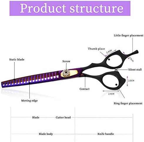Purple Dragon Professional 7.0/8.0 inch Pet Grooming Hair Cutting Scissor and 6.75/8.0 inch Dog Chunker Shear - Japan 440C Stainless Steel for Pet Groomer or Family DIY Use (Chunker Scissor)