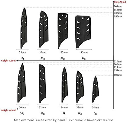 XYJ 9pcs Plastic Knife Covers or Sleeves,Knives Edge Guard or Case,Universal Sheath,Blade Guards Protector for Paring Utility Santoku Nakiri Bread Carving Chef Cleaver, Kitchen Knife Cover or Sleeve
