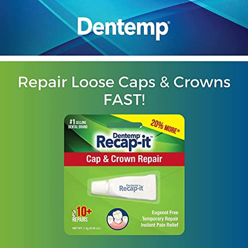 Recapit Loose Cap Dental Repair - 8 Repairs, Pack of 2