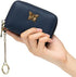 imeetu RFID Credit Card Holder for Women Small Leather Zipper Card Case Wallet with Removable Keychain (Blue)