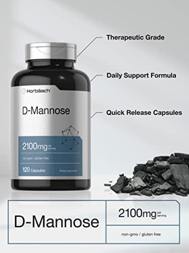 D Mannose Capsules | 2100 mg | Highest Potency | 120 Count | Non-GMO & Gluten Free | by Horbaach