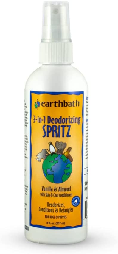 Earthbath 3-in-1 Spritz, Dog & Puppy Deodorizing Spray – Detangles, Deodorizes & Conditions, Made in USA – Vanilla & Almond, 8 oz