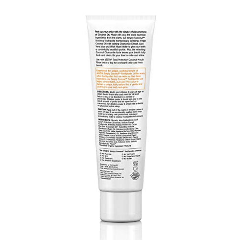 Jason Simply Coconut Soothing Fluoride-Free Toothpaste, Coconut Chamomile, 4.2 Oz