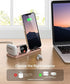 LERCIOR Portable 3 in 1 Charging Station for Apple Devices Foldable Charger Station for Apple Watch 7/6/SE/5/4/3/2/1 Charger Stand, Charging Dock Station for iPhone AirPods Pro 3/2/1 Rose Gold