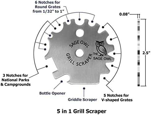 Sage Owl BBQ Grill Scraper Tool - Gadgets for Women - Dishwasher Safe Bristle Free BBQ Grill Brush Alternative - Mens Stocking Stuffer Ideas