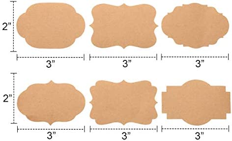 Cualfec Kraft Paper Tag Stickers Blank Labels for Christmas Package, Mason Jars, Bottles, Candle Containers 2" x 3" Large Labels - 100 x 2 Rolls