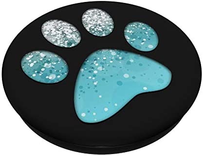 Silver light Blue Dog Paw Print on Black Pattern PopSockets Swappable PopGrip