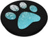 Silver light Blue Dog Paw Print on Black Pattern PopSockets Swappable PopGrip