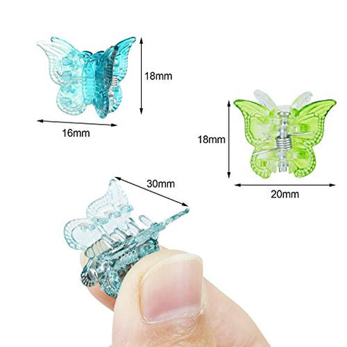 Butterfly Clips 50Pcs, EAONE Pastel Butterfly Hair Clips Cute Mini Small Hair Claw Clips Hair Aesthetic Accessories for 90s 2000s Girls Women’s Hair with Box Package, Gradient Transparency Colors