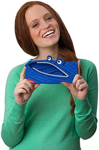 ZIPIT Monster Pencil Case for Boys, Holds Up to 30 Pens, Machine Washable, Made of One Long Zipper!, Royal Blue