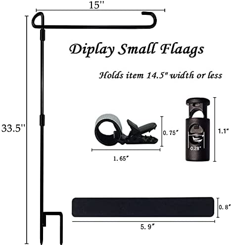 Garden Flag Stand-Holder-Pole with Garden Flag Stopper and Anti-Wind Clip for House Flags,Decorative Flags,Yard Flags,Seasonal Flags